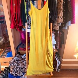 Chartreuse Slinky Sleeveless Maxi Dress
